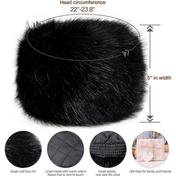 Faux Fur Cossack Russian Style Hat Blue - Picture 6 of 7